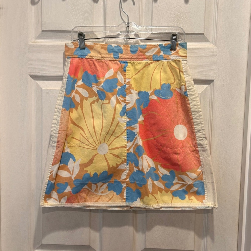 Tracy Feith for Target Floral‎ Canvas Mini Skirt Size 13 Yellow Orange Blue Zip